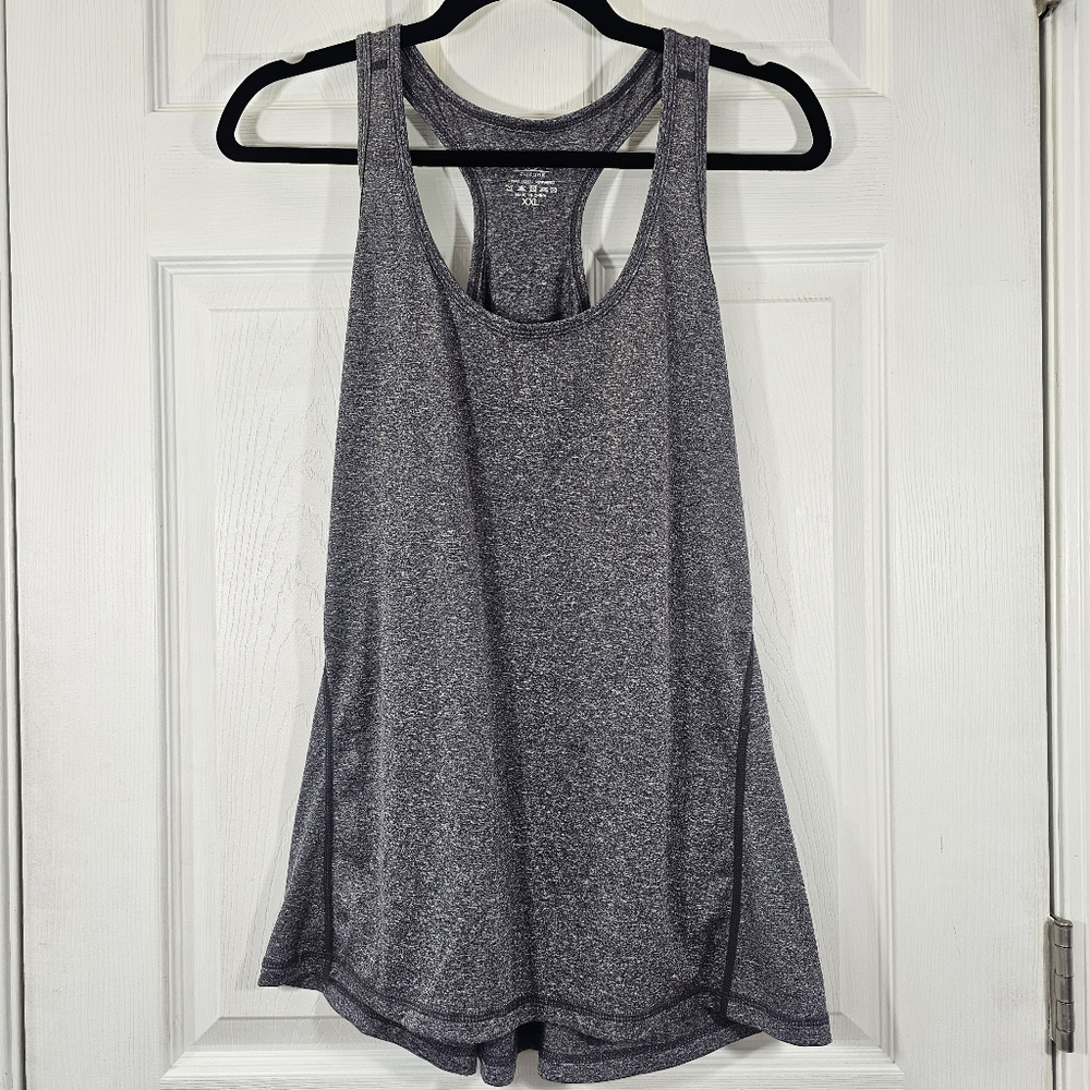 Icyzone Heather Gray Racer Back Activewear Shirt Size XXL